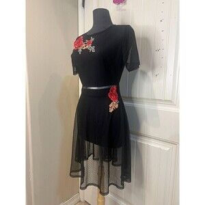 Coachella ready black m sheer mini dress with floral embroidery by megan usa